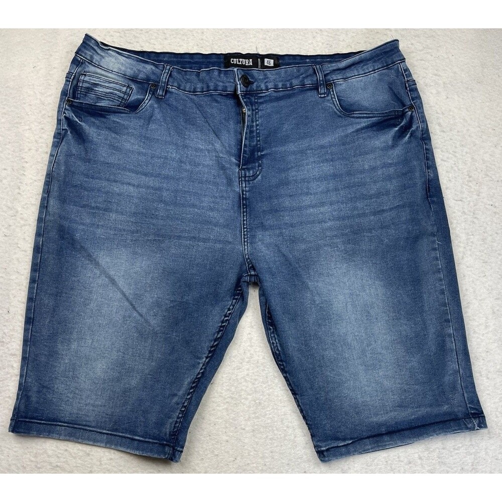 Cultura Men's Premium Blue Denim Comfort Stretch Jeans Shorts Size 46” NWOT